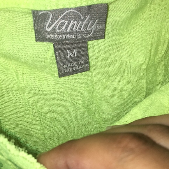 neon yellow/green sheer tank top with lace edging - Picture 3 of 4